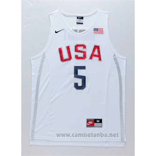 Camiseta USA 2016 Kevin Durant #5 Blanco